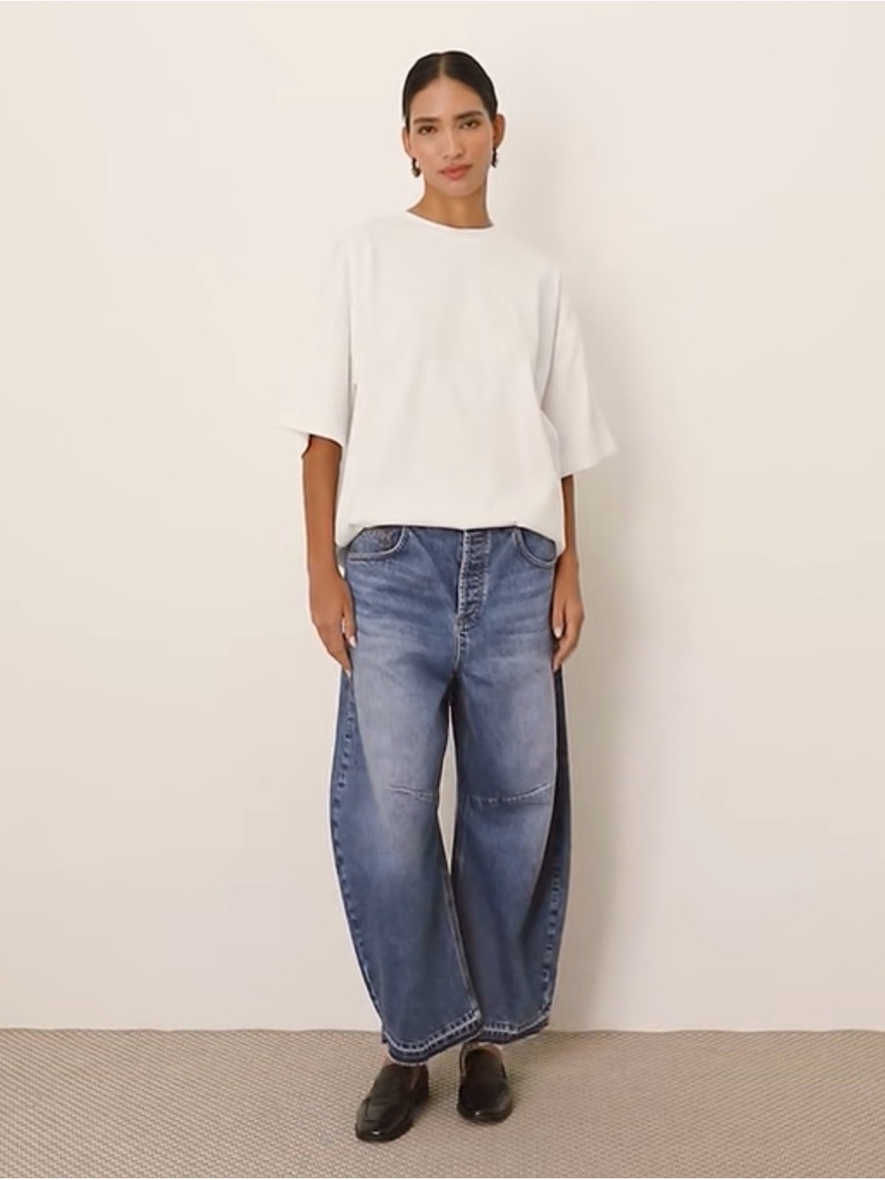 ASOS ARRANGE Sydney Off White/White Denim/Cotton Barrel Leg Jeans US 12